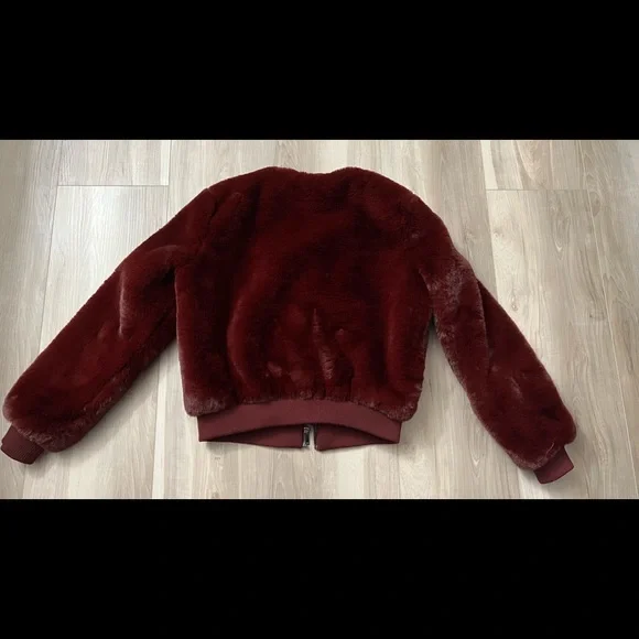Forever 21 Burgundy Faux Fur Bomber Jacket - Picture 5 of 9